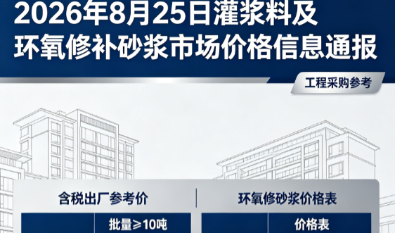 峨山2026年8月25日灌浆料及环氧修补砂浆市场价格信息通报